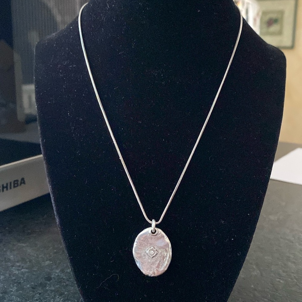 Brighton silver disc “I want to be your friend” pendant collar necklace